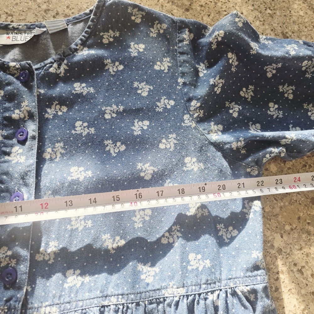 Vtg MAINSTREET BLUES Florals Denim Blue Jean Button Dress Pockets Women 16W.E39 - Picture 7 of 11